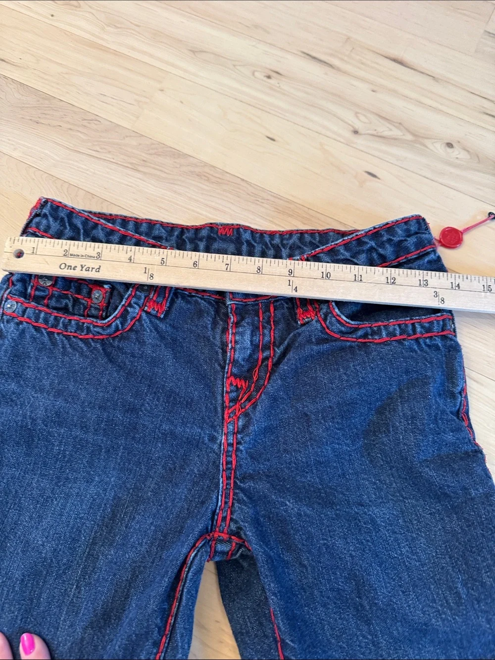 True Religion-Super T Contrast Stitching Skinny Jeans-Size 14-Unisex-Y2K
